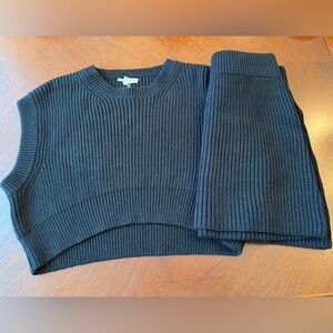 Women's Black Ribbed Sweater & Matching Skirt Set